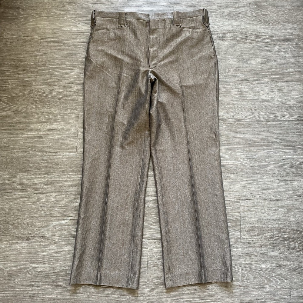 Vintage Circle S Pleated Bootcut Dress Pants Mens 36x30 Brown Western Cowboy 70s